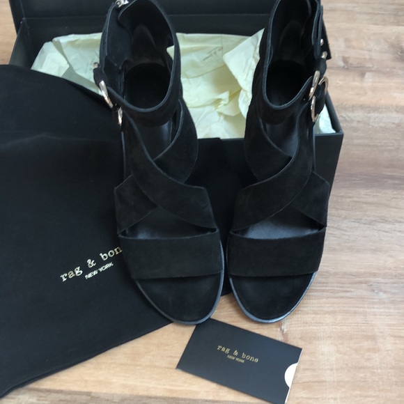 rag & bone Mari Heeled Sandal Black Suede Size 8 - Picture 5 of 9